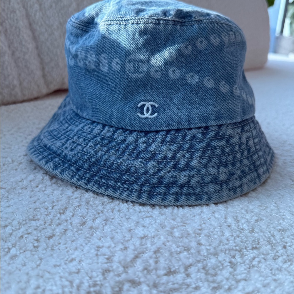 CHANEL Kids Denim Blue Bucket Hat - Picture 2 of 6